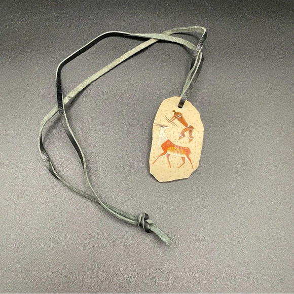 Handpainted Ostrich Egg Tribal  Necklace - South Africa - Picture 5 of 12